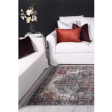 Vivien Dark Grey Beige Medallion Transitional Vintage Rug