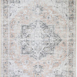 Vivien Peach Beige Medallion Transitional Rug
