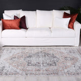Vivien Peach Beige Medallion Transitional Rug
