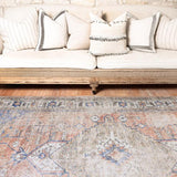 Vivien Blue Orange Medallion Tribal Vintage Rug