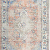 Vivien Blue Orange Medallion Tribal Vintage Rug